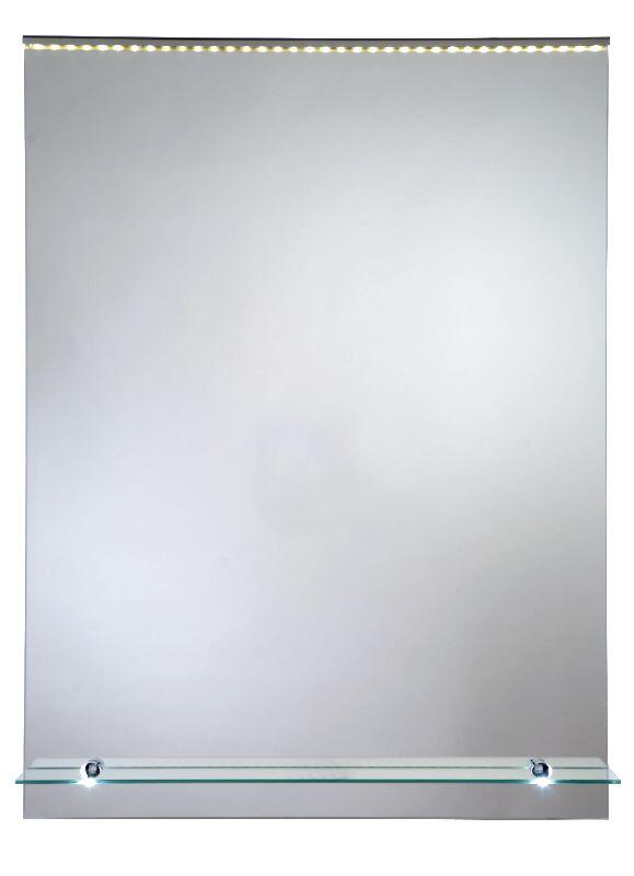 Zrcadlo 60 x 80 cm LED osvětlení podsvícená polička ORION